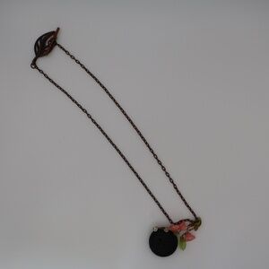 Vintage Lava Rock Necklace Boho Indie Maker Floral Copper Tones